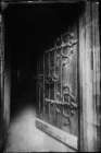 Romania, Hunedoara. Corvin Castle, Gothic-Renaissance castle. Heavy fortified door. Art Print